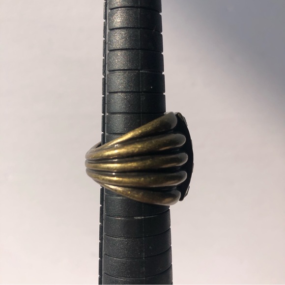 LIA SOPHIA Diverge Chunky Matte Gold Cut Crystals Ring Size 7 - Picture 3 of 9